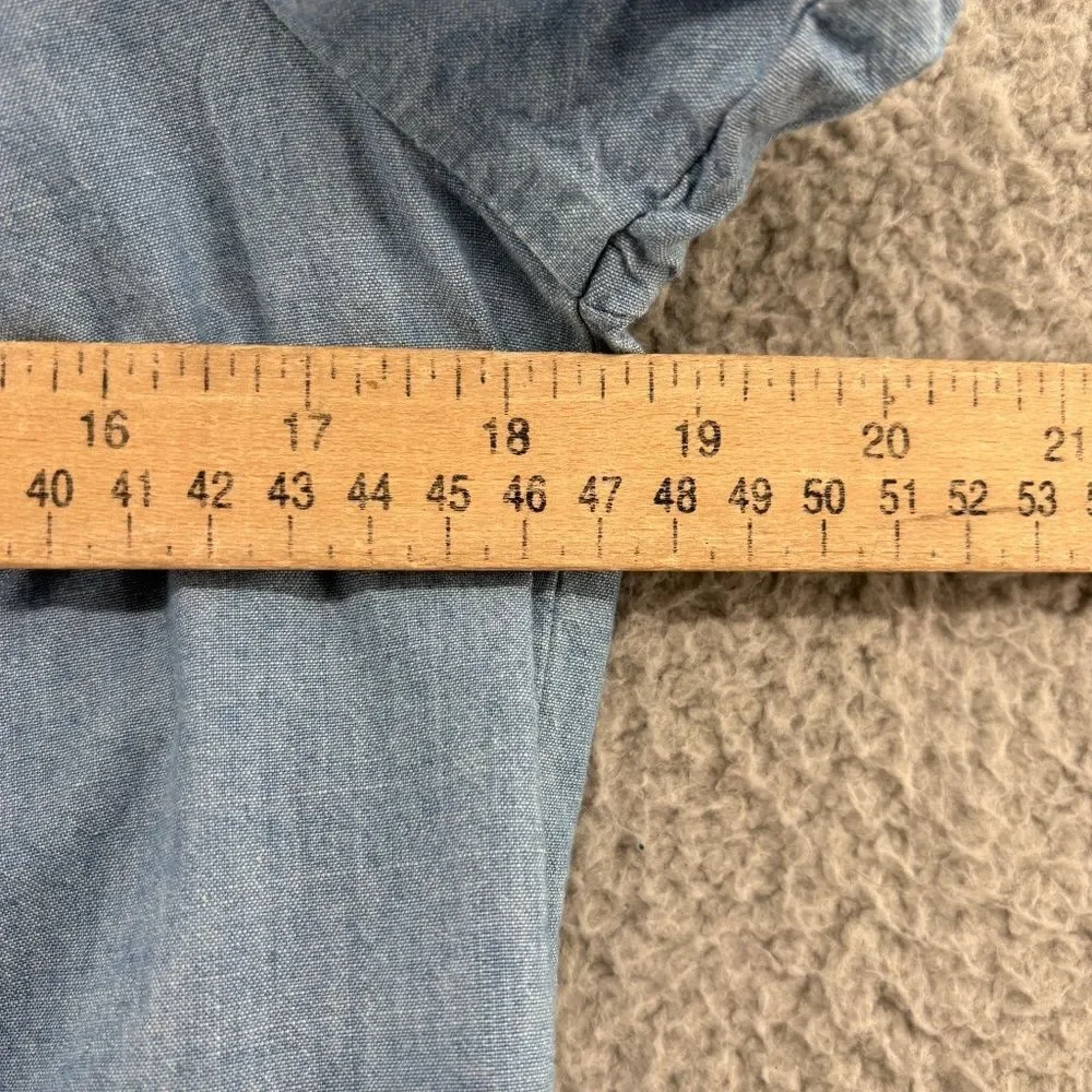 J. Crew Tie-Neck Chambray Ruched Top In Cranbury Blue Size Small - Picture 4 of 9